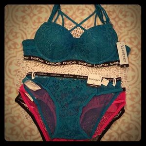 bebe Sexy Push Up Bra and Sheer Hi-Cut Panty Set